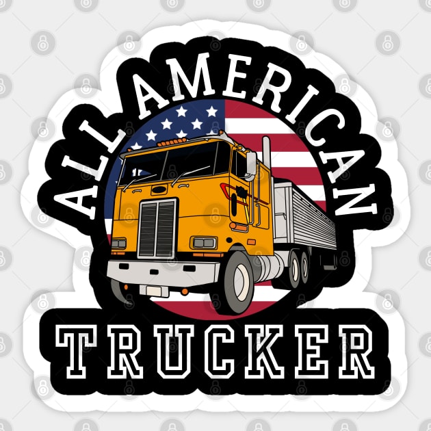 ALL AMERICAN TRUCKER PATRIOTIC 4TH OF JULY TRUCK DRIVER UNISEX TEE Sticker by CoolFactorMerch